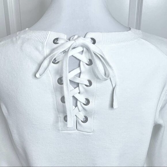 Madewell Laced-Back Crewneck  Pullover White Size Small - Picture 4 of 15
